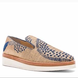 Free People Snake Eye Gold Blue Loafer